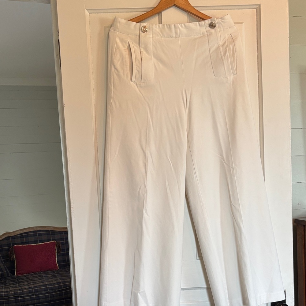 Ann Taylor Cream Wide Leg Pants